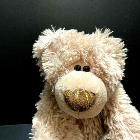 Kellytoy 12” super soft fluffy beige cuddily cute bear with gold threaded nose - Picture 2 of 9